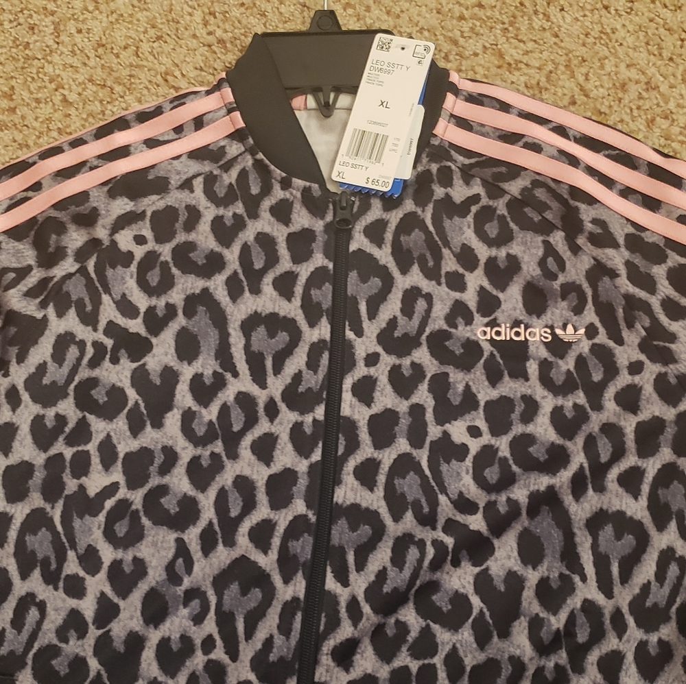 NWT Juniors Girl's Adidas Leopard Track Jacket  XL
